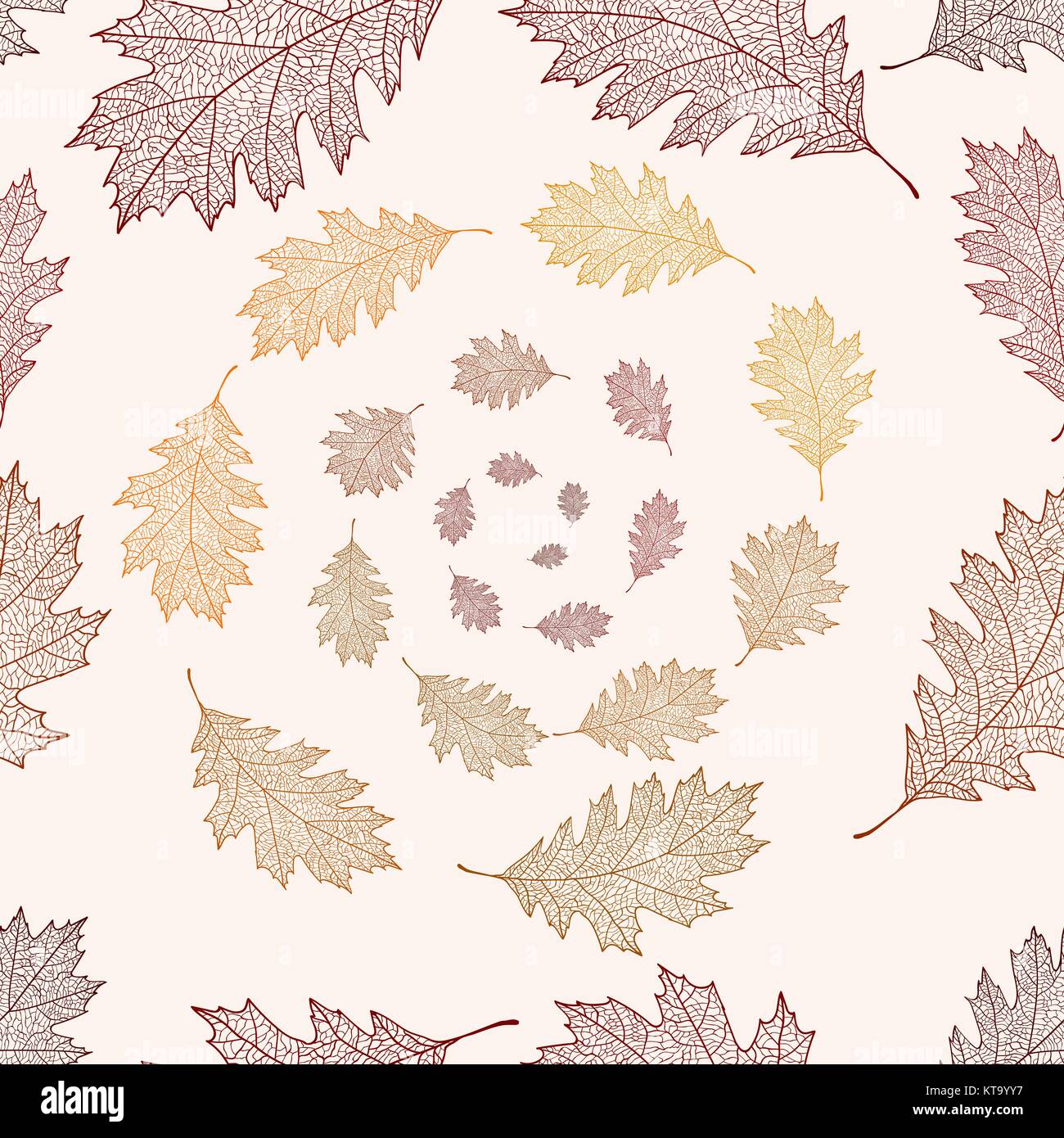 Seamless pattern from the leaves of red oak arranged in a helix ...
