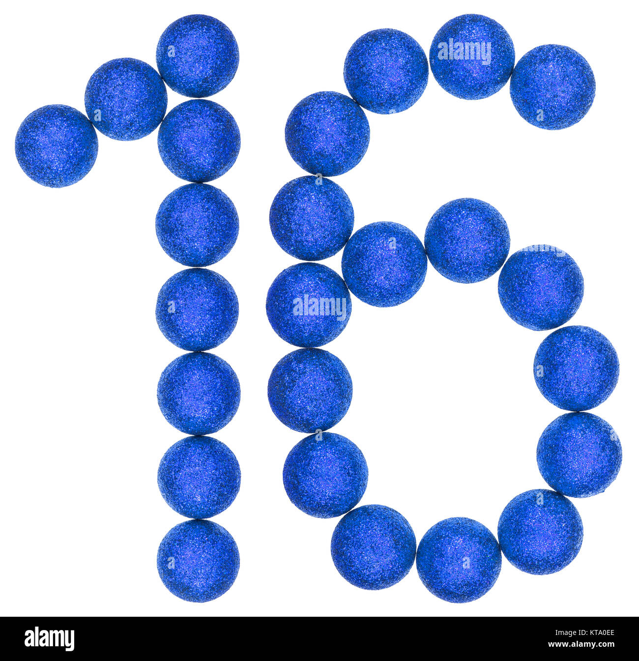 Numeral 16, sixteen, from decorative balls, isolated on white background Stock Photo