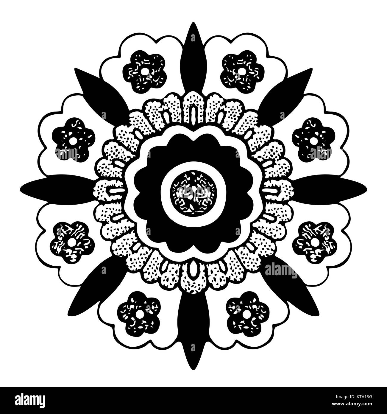 Ornamental Round Flower Silhouette Pattern Circle Lace Flower