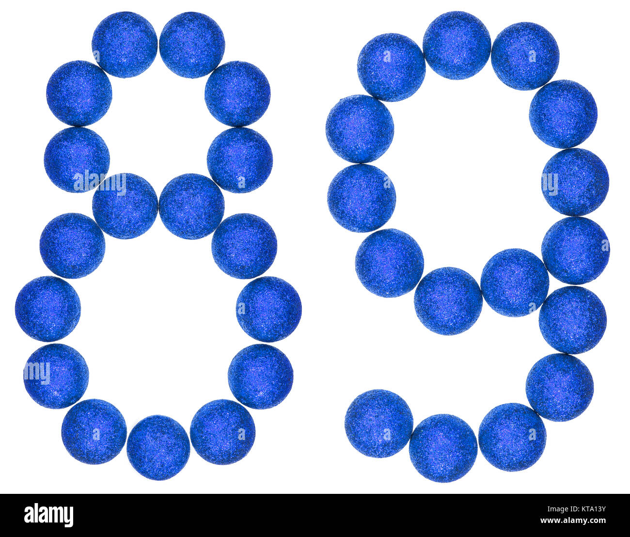Numeral 89, eighty nine, from decorative balls, isolated on white background Stock Photo