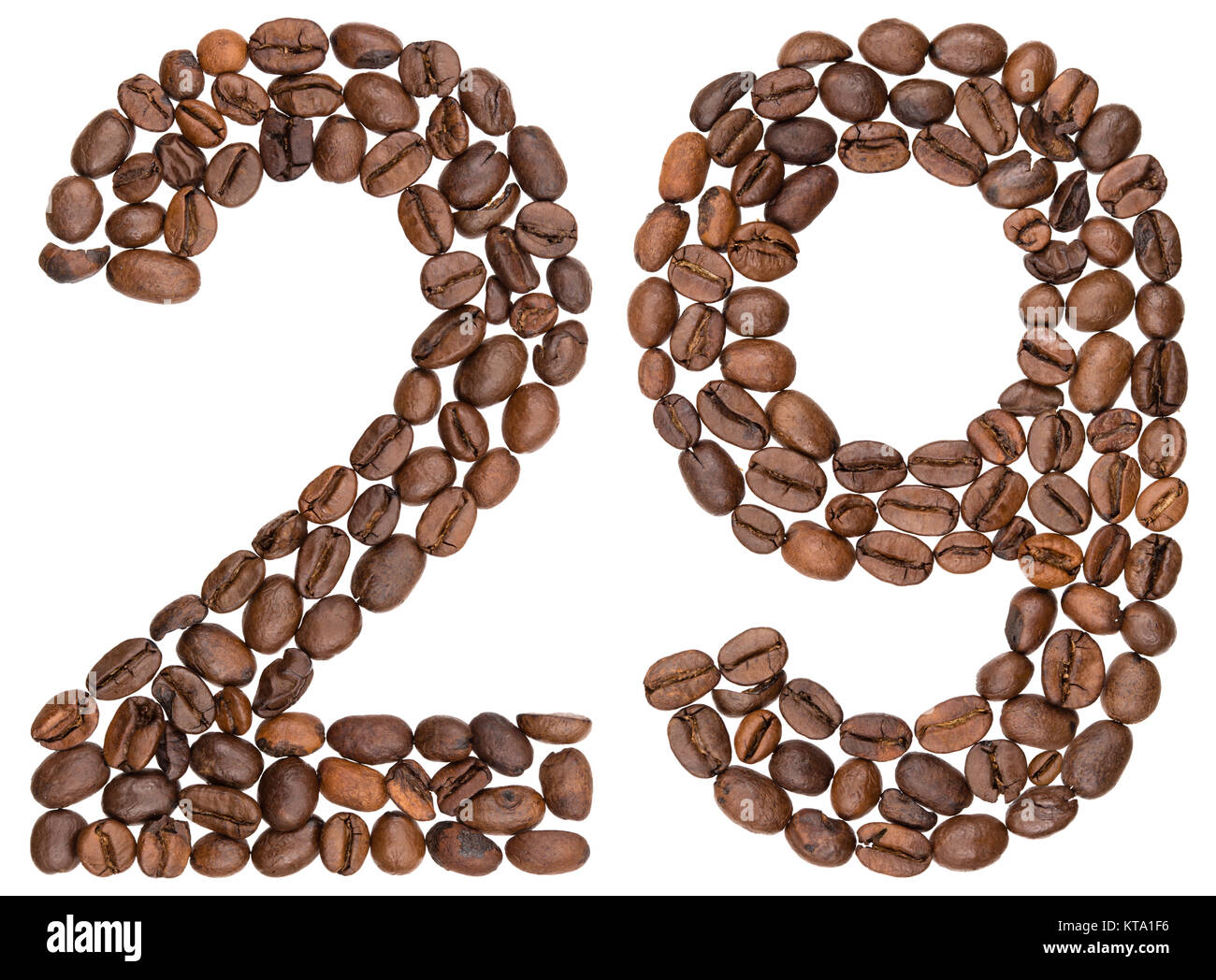 Arabic numeral 29, twenty nine, from black a natural charcoal