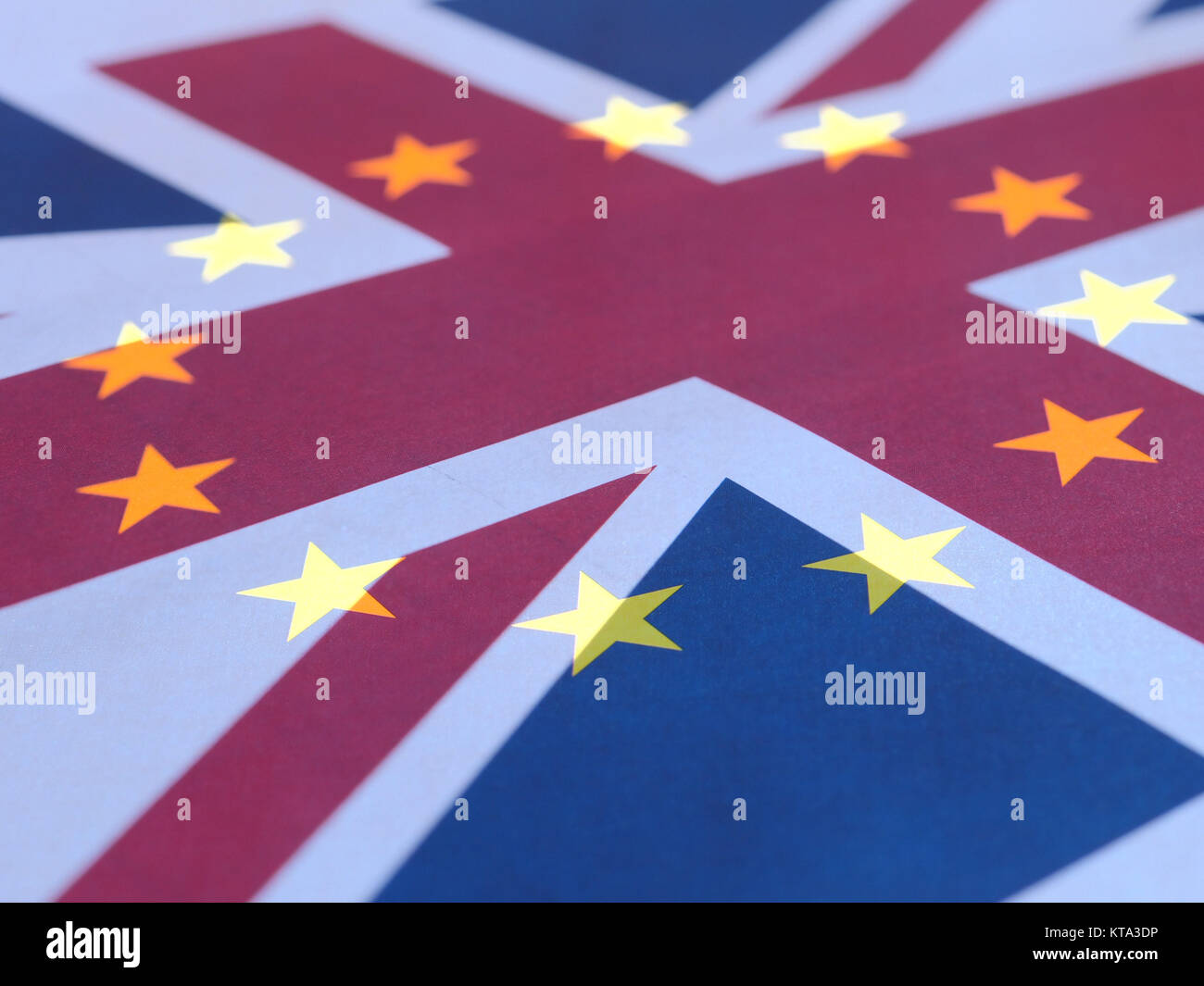 Union Jack and Europe flag superimposed Stock Photo
