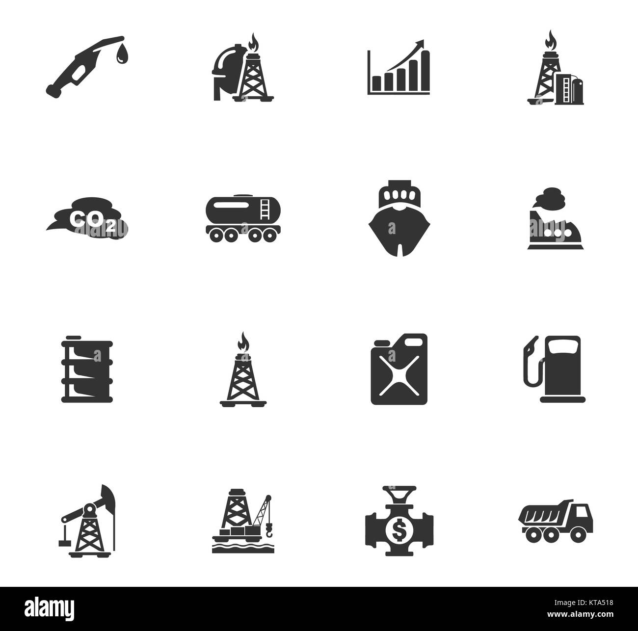 Extraction of oil icons set Stock Photo