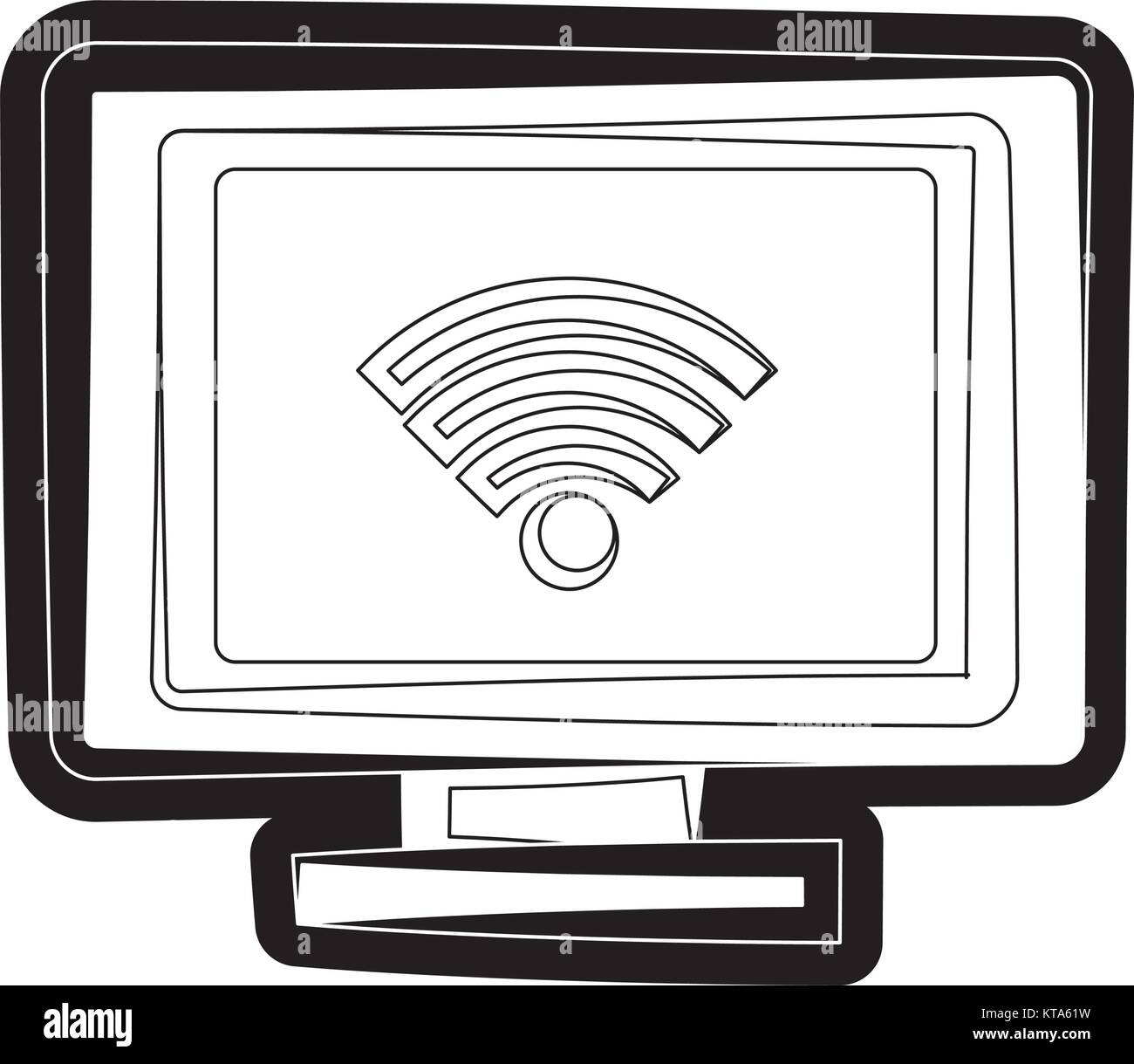 Wifi symbol on pc scree Stock Vector