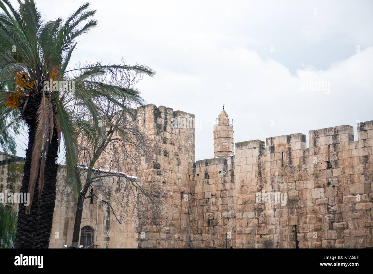 Jerusalem old city walls during a snow storm Stock Photo - Alamy