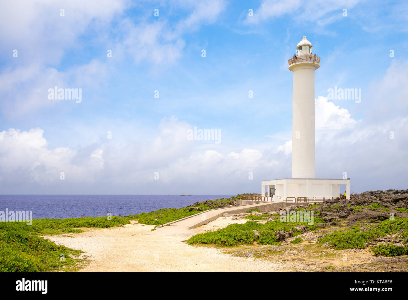 Cape Zanpa Lighthouse Stock Photo