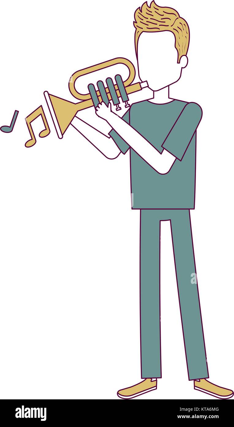 man playing trumpet avatar vector illustration design Stock Vector