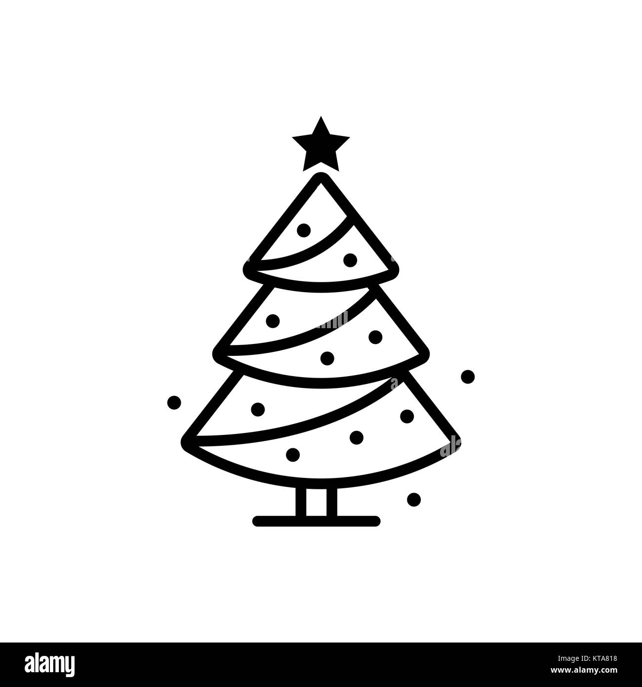 Christmas tree line icon, vector sign Stock Vector