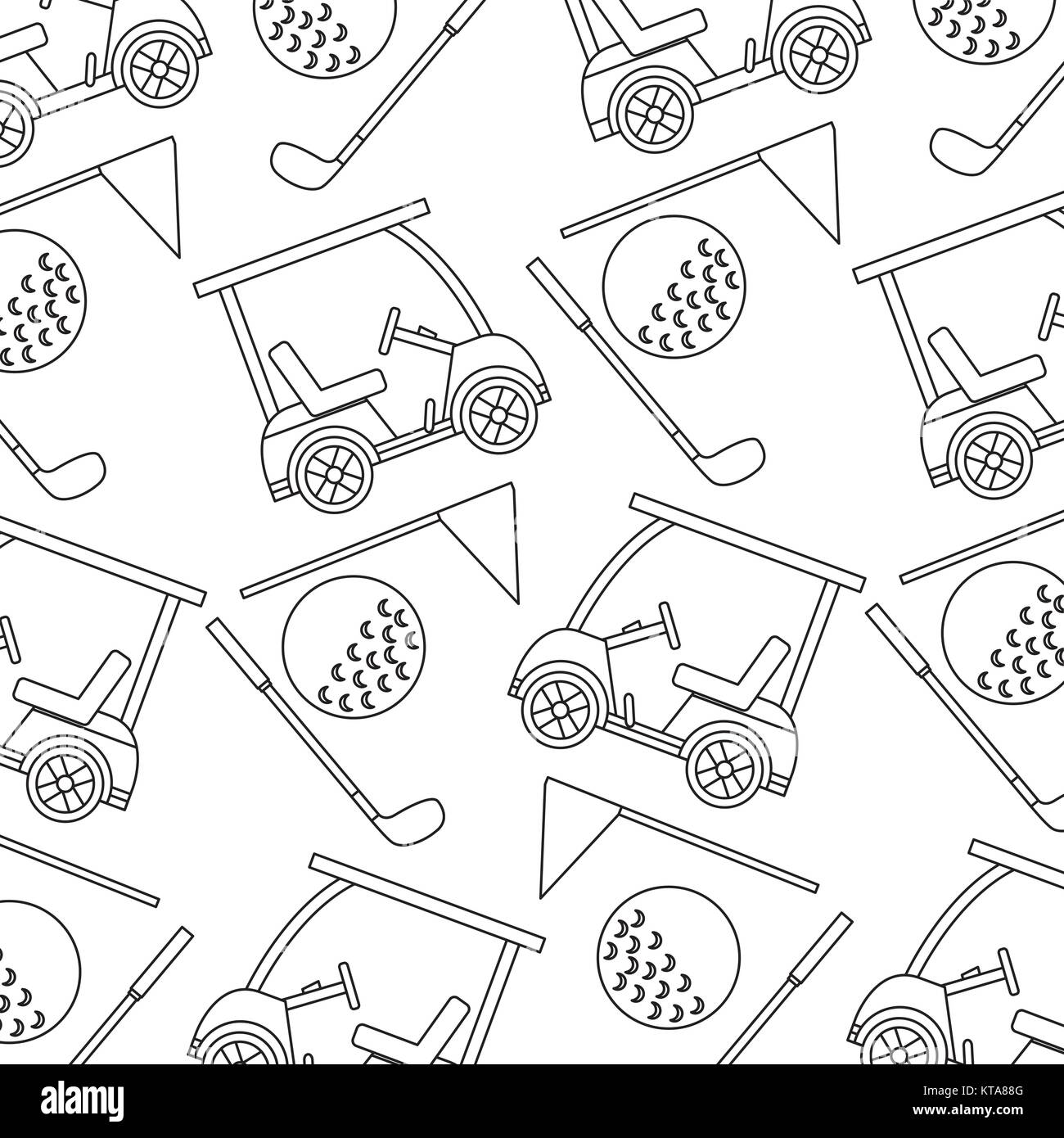 golf club car sport and flag ball seamless pattern vector illustration Stock Vector