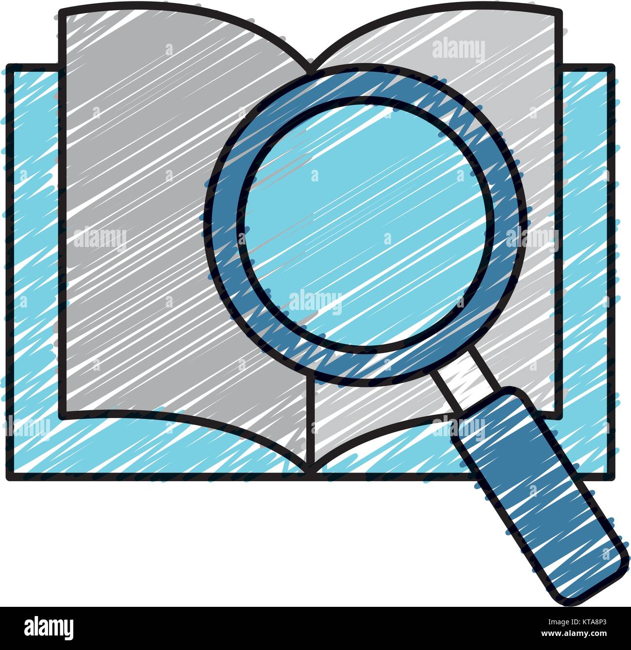 text book with magnifying glass Stock Vector Image & Art - Alamy