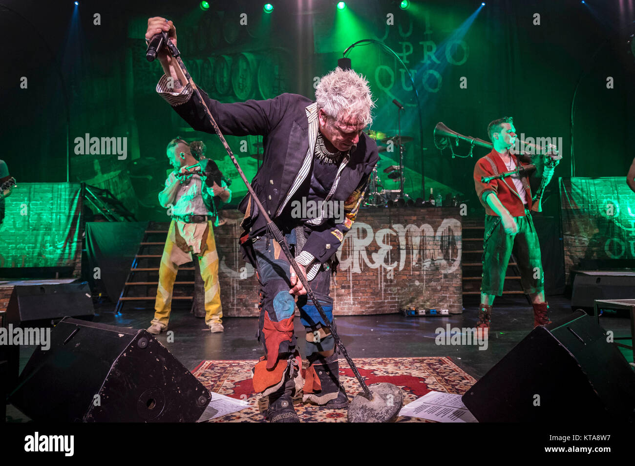 Boris Pfeiffer, Michael Robert Rhein and Flex der Biegsame of In Extremo perform live on stage at Osnabrück Halle on December 20, 2017 in Osnabrück, Germany. Stock Photo