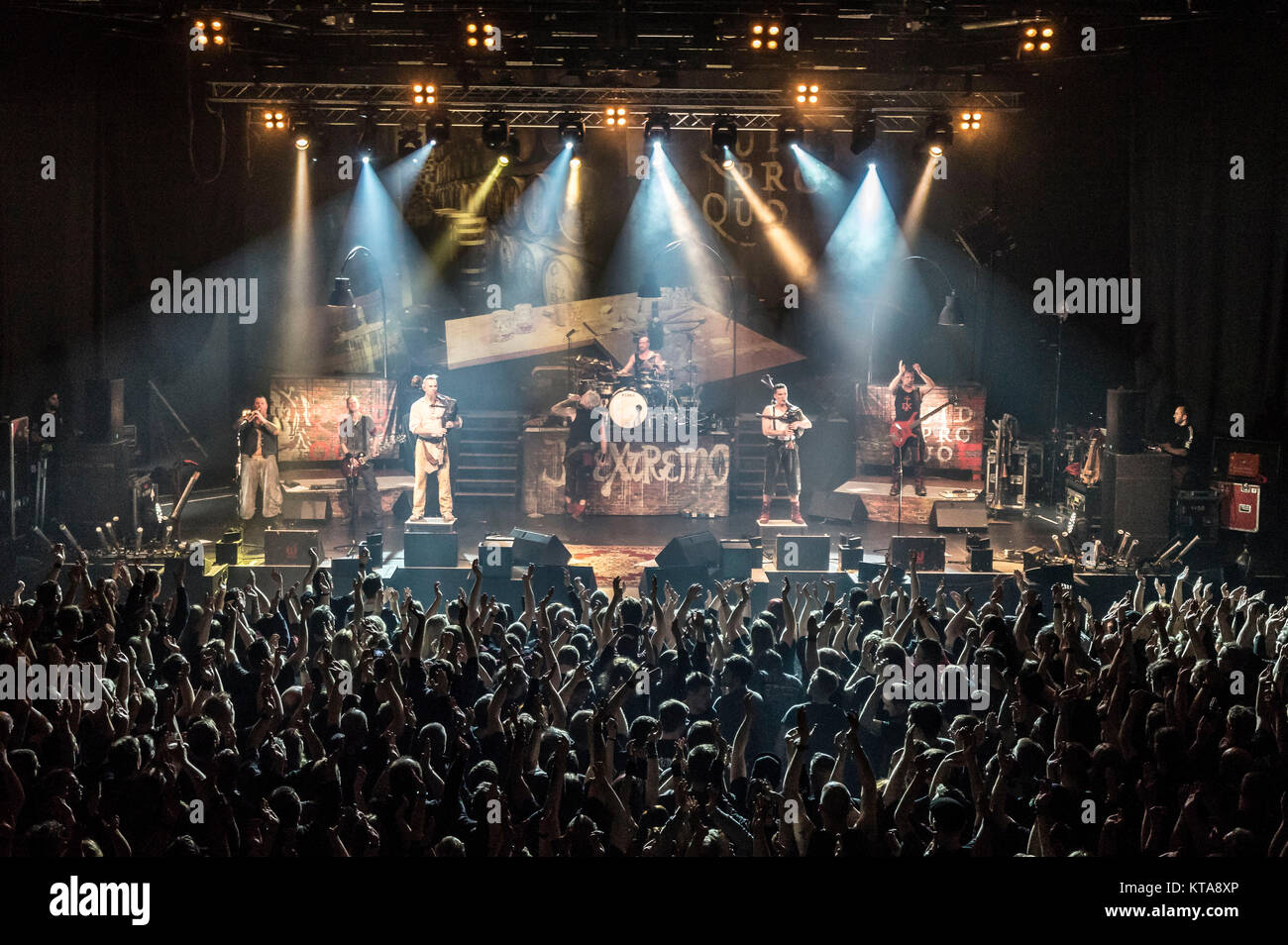 In Extremo perform live on stage at Osnabrück Halle on December 20, 2017 in Osnabrück, Germany. Stock Photo