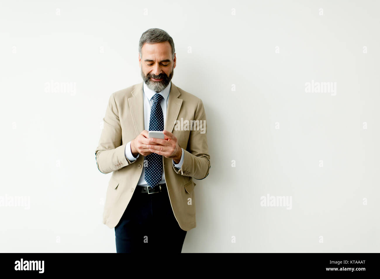Handsome mature businessman using mobile phone in the office Stock ...