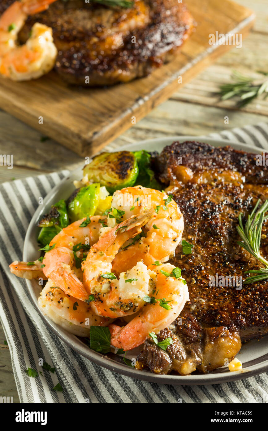 Gourmet Homemade Steak and Shrimp Surf n Turf Stock Photo - Alamy