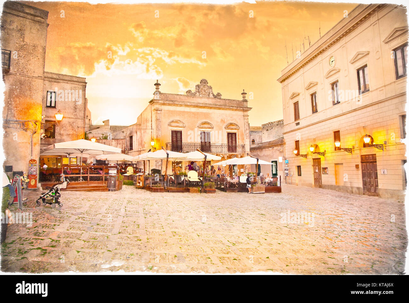 Erice main square with touristic shops and restaurants, near Trapani,  Sicily , Italy Stock Photo - Alamy
