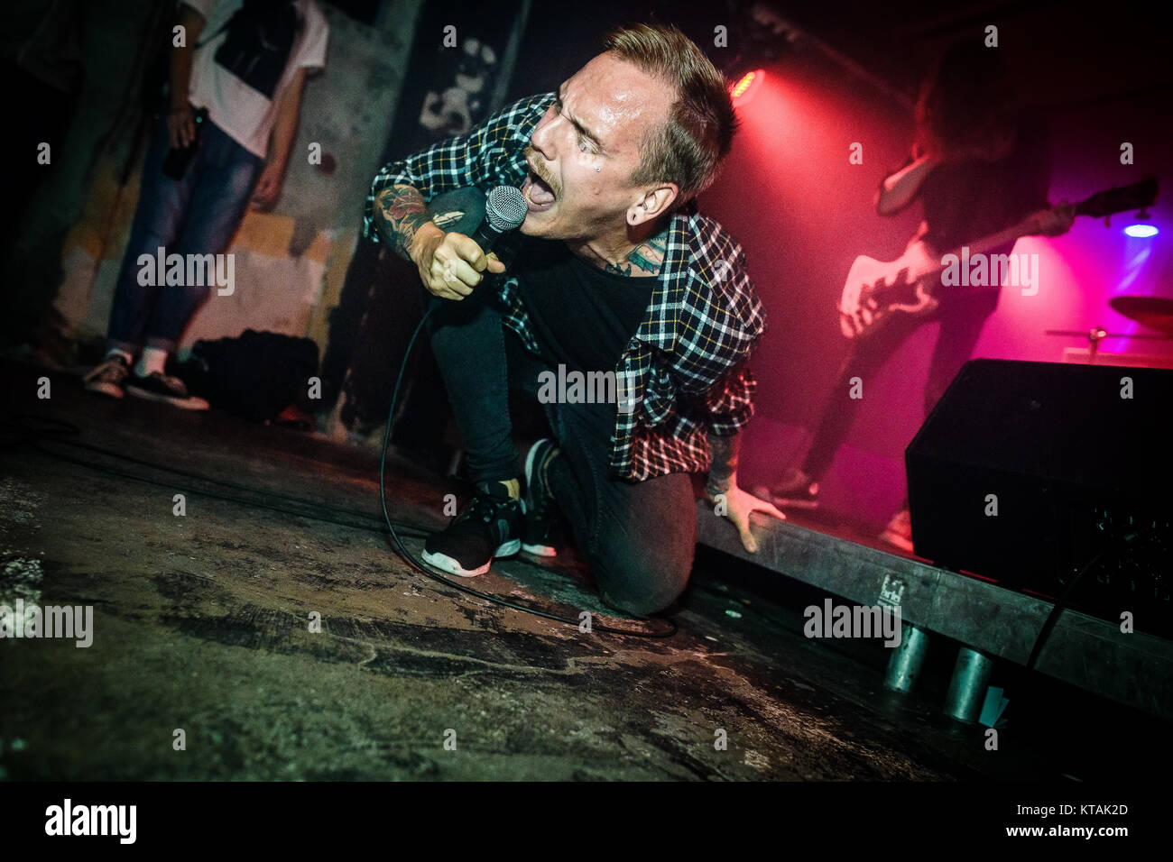 The American hardcore punk band Trash Talk performs a live concert at  Pumpehuset in Copenhagen. Here vocalist Lee Spielman is seen among the  concert crowds. Denmark, 13/03 2017 Stock Photo - Alamy