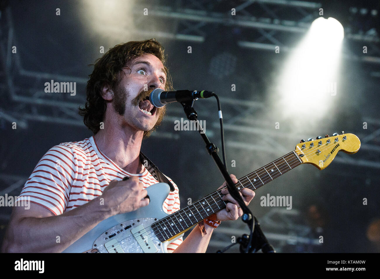 The British post-punk band IDLES performs a live concert during the Danish  music festival Roskilde Festival 2017. Here guitarist Mark Bowen is seen  live on stage. Denmark, 28/06 2017 Stock Photo - Alamy