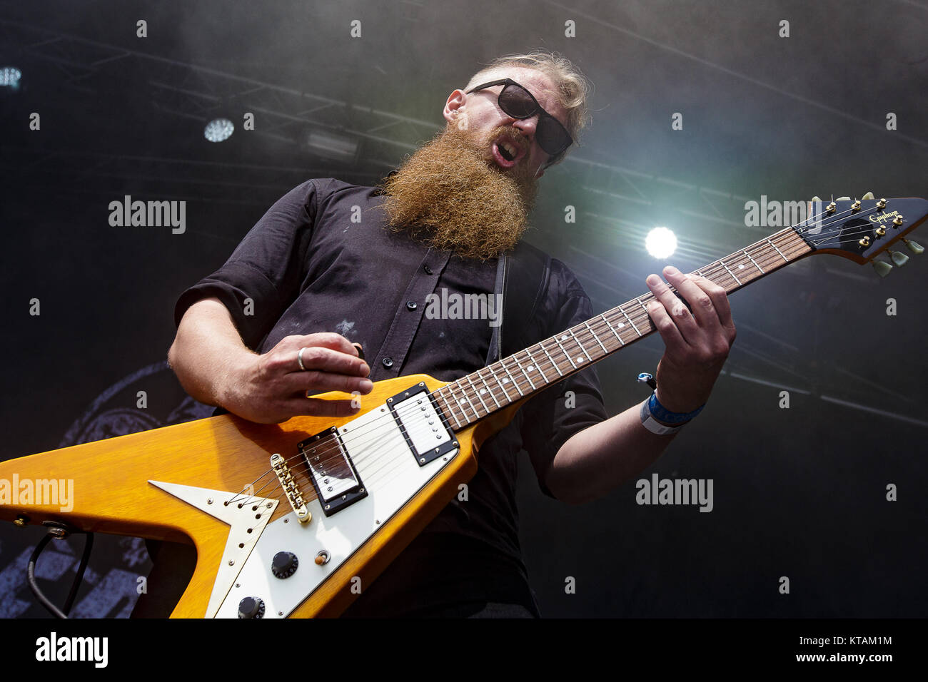 The Danish rock band I’ll Be Damned performs a live concert at the Danish heavy metal festival