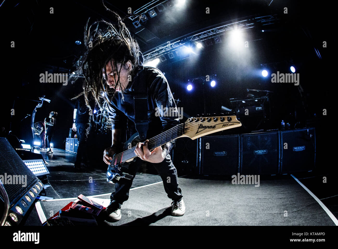The American nu metal band Korn performs a live concert at Amager Bio in Copenhagen. Here guitarist James Shaffer is seen live on stage. Denmark, 08/05 2014. Stock Photo