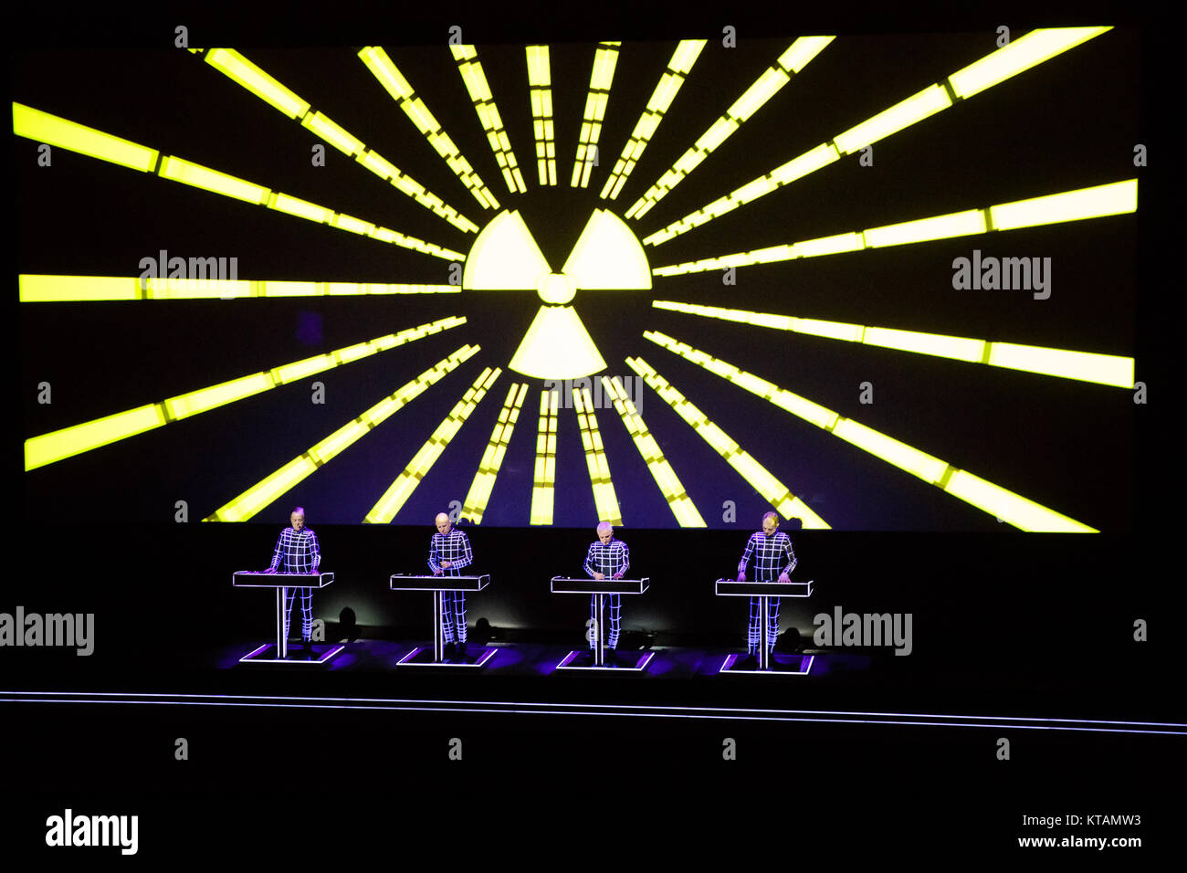 The legendary German electronic music band Kraftwerk performs a live