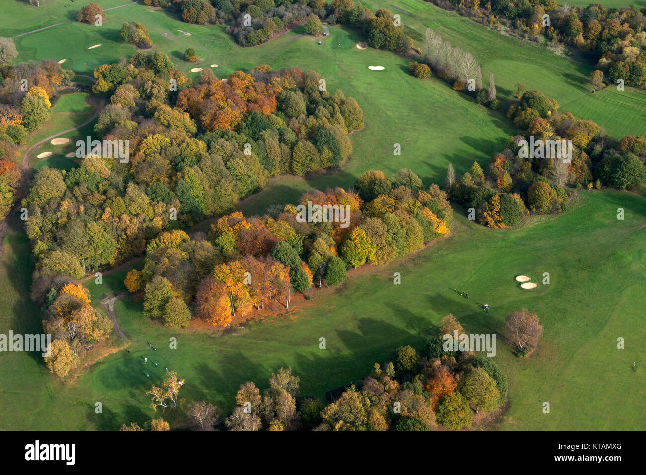 Aerial view of a golf course and greens Stock Photo