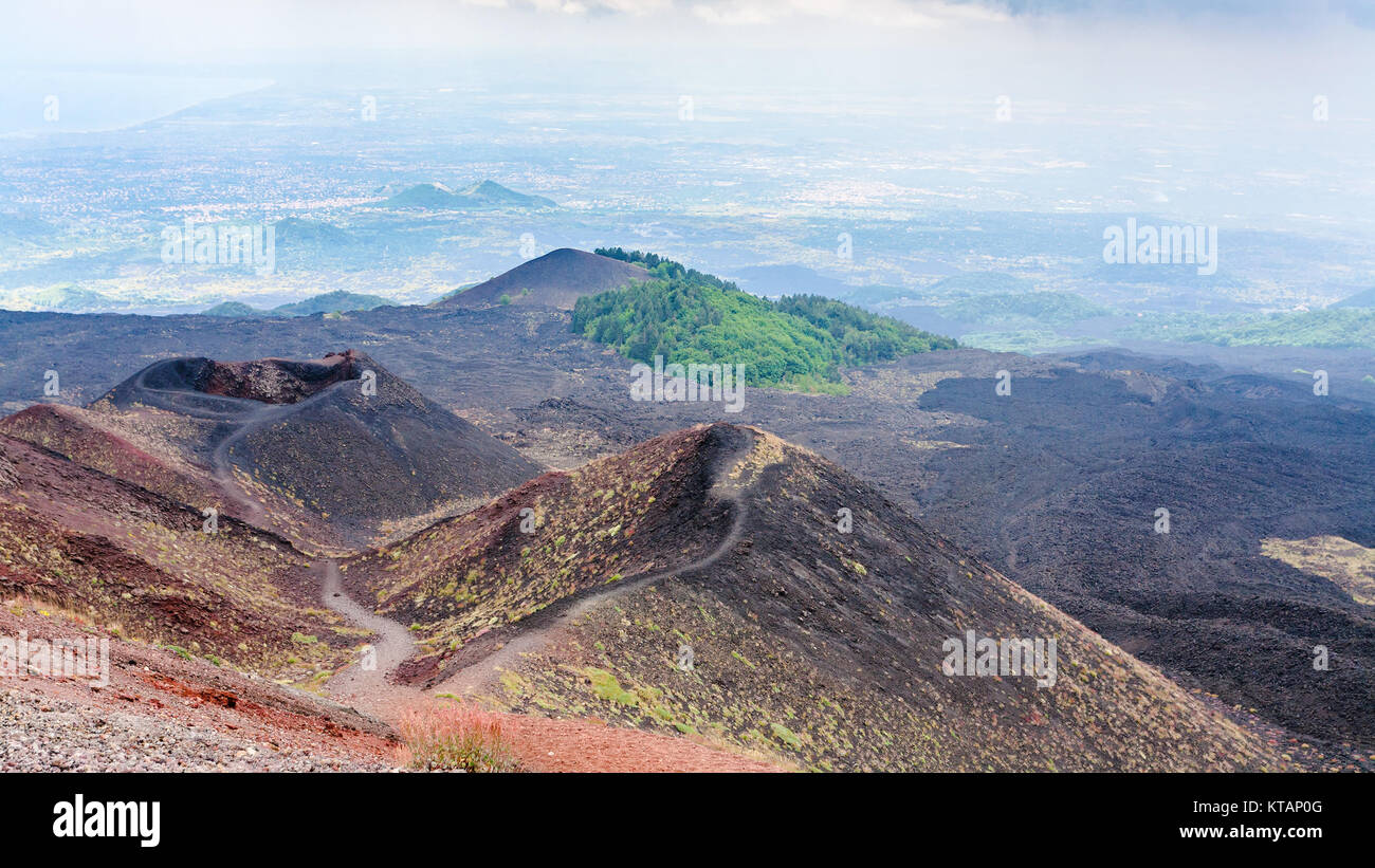 panorama with volcanic slope of Mount Etna Stock Photo - Alamy