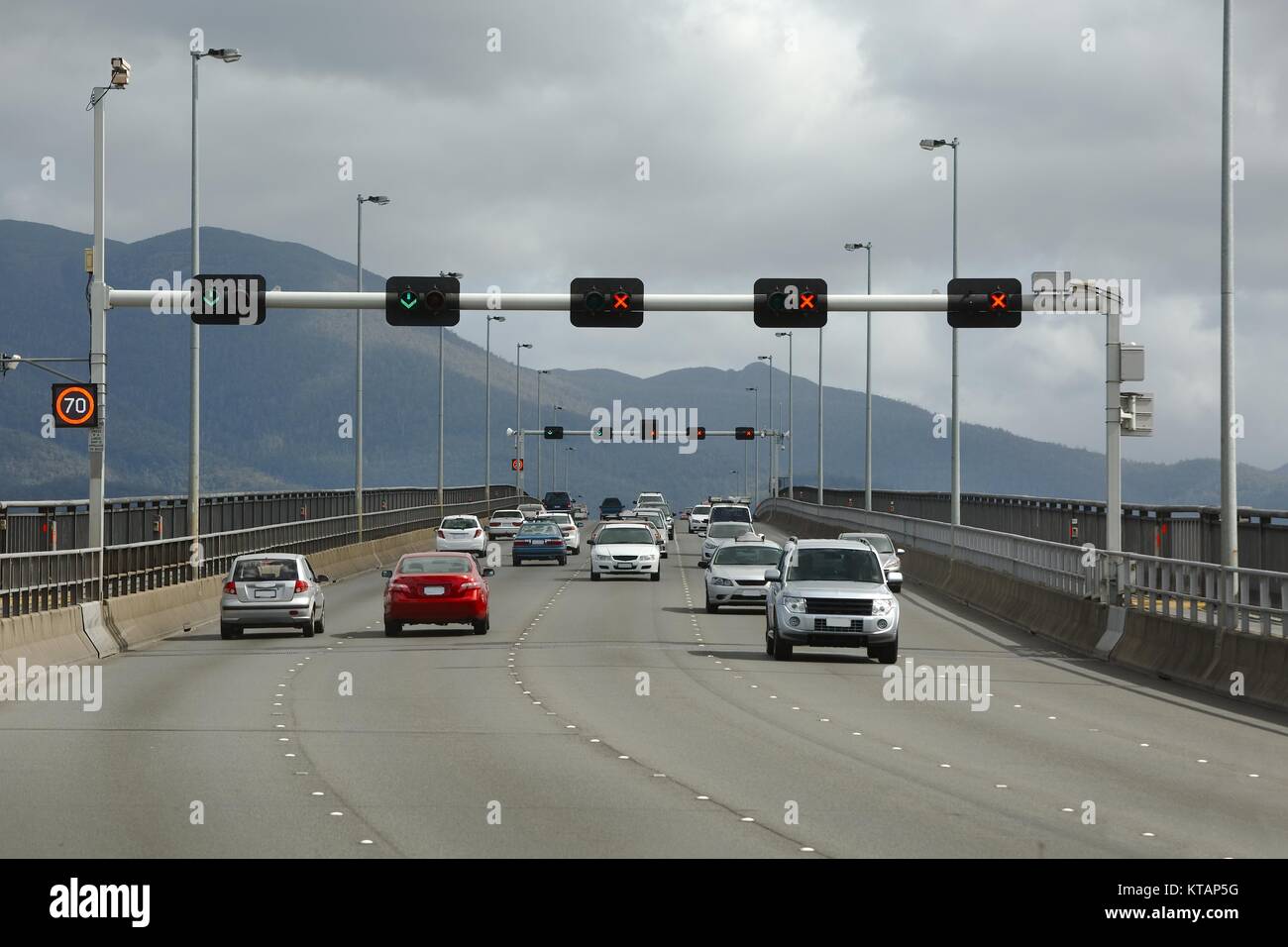 Traffic on Tasman Bridge, Hobart Stock Photo Alamy