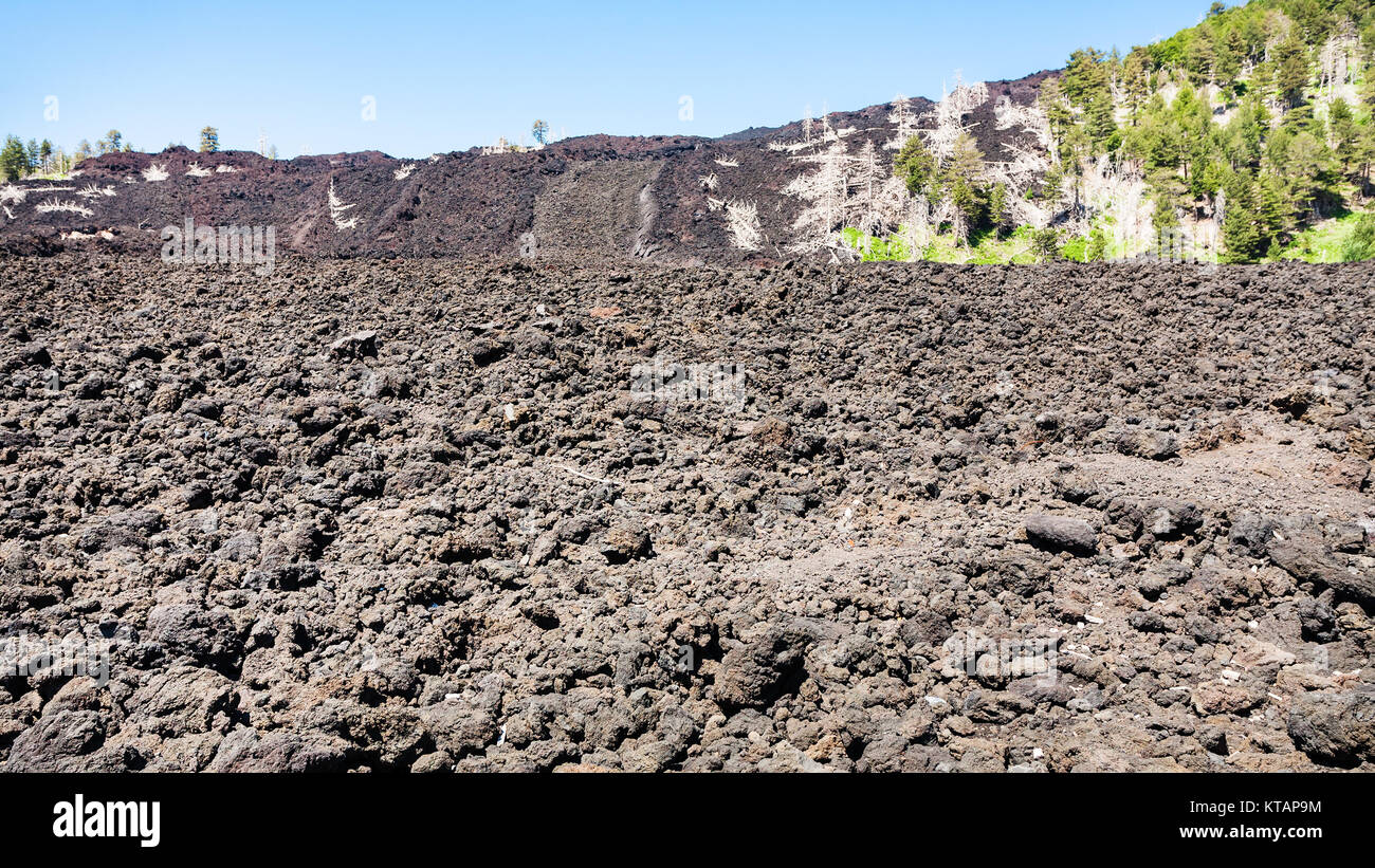 petrified lava flow on slope of Etna Stock Photo - Alamy
