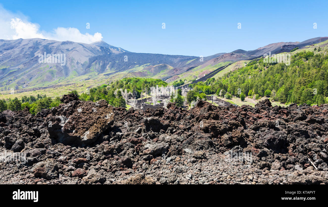 petrified lava on slope of Etna volcano Stock Photo - Alamy