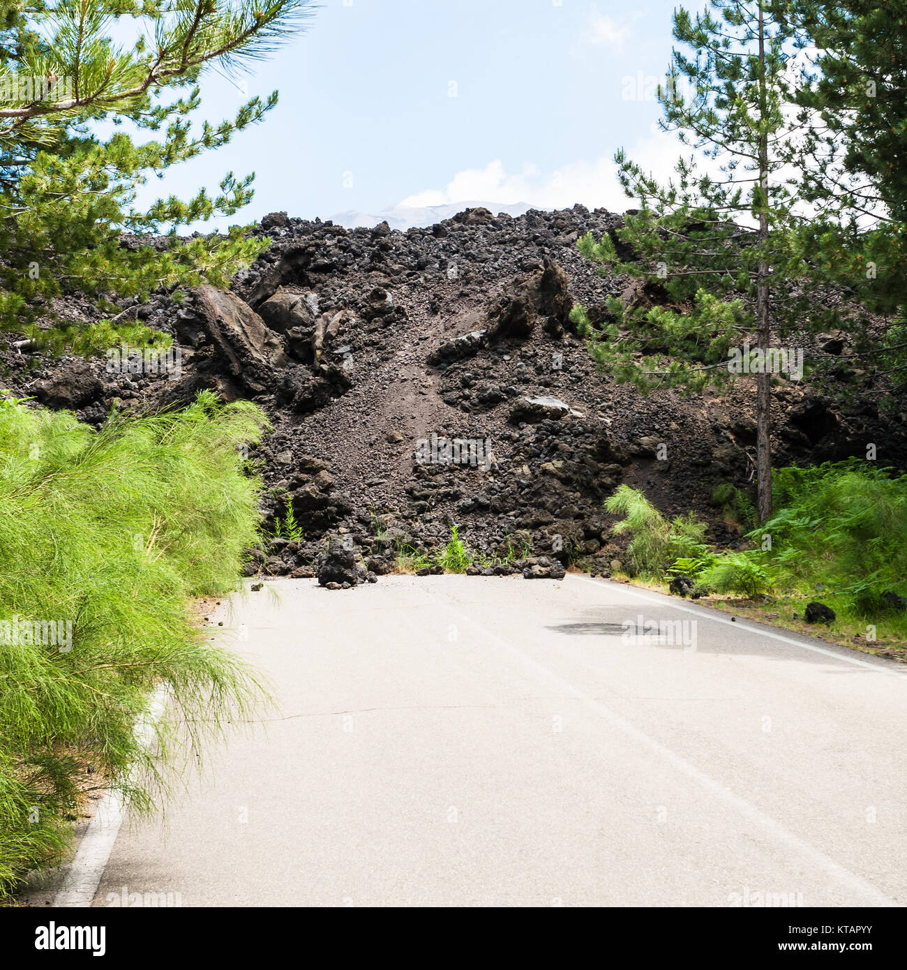 hardened lava flow on road on slope of Etna Stock Photo - Alamy