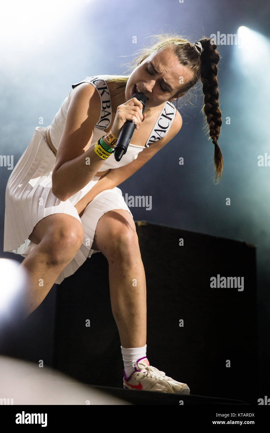 The Danish singer Karen Marie Ørsted is better known by her stage name MØ  and here performs a live concert at the Arena Stage during Roskilde  Festival 2014. Denmark, 06/07 2014 Stock Photo - Alamy