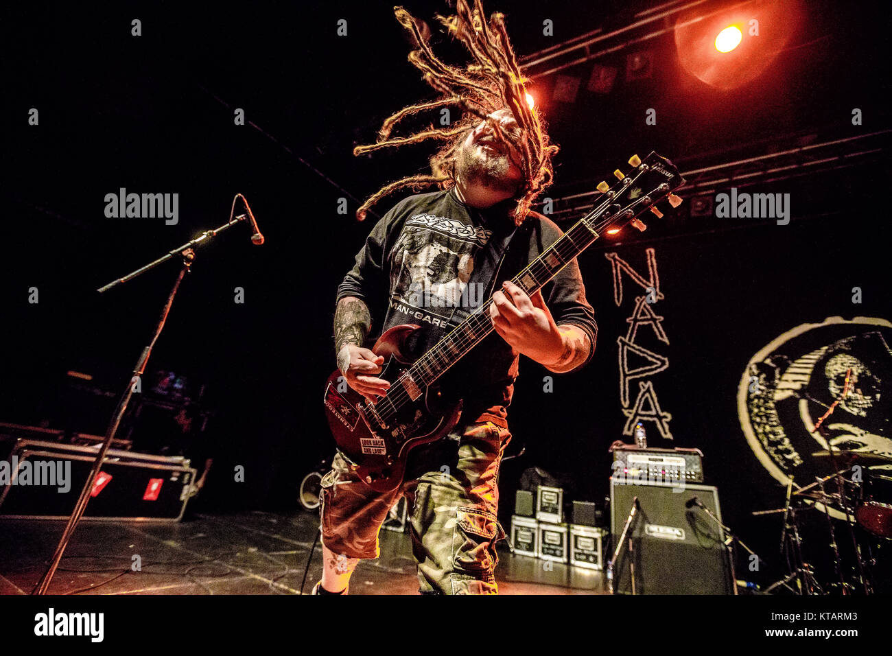 The British grindcore band Napalm Death performs a live concert at