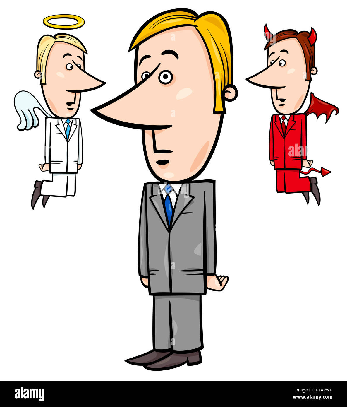 businessman with angel and devil Stock Photo