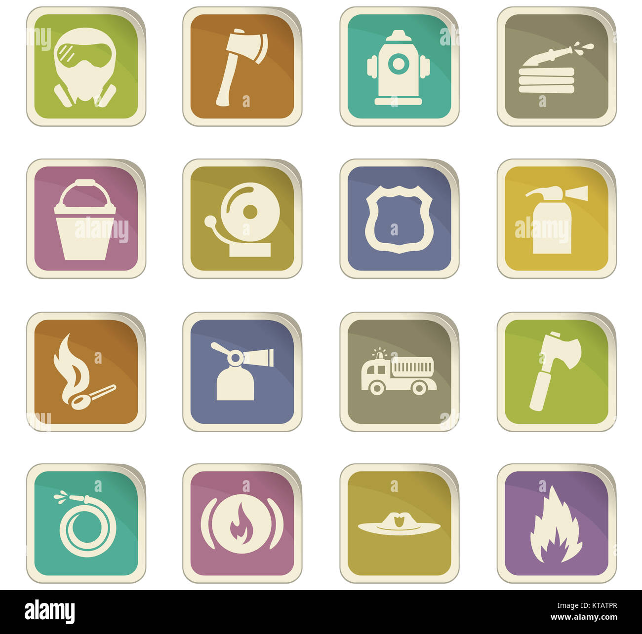 Fire brigade icons set Stock Photo