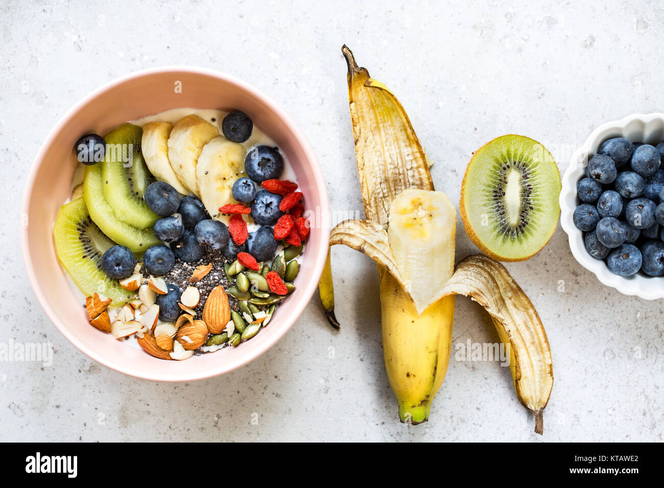 Varieties of fruits and nuts on Greek yogurt Stock Photo Alamy