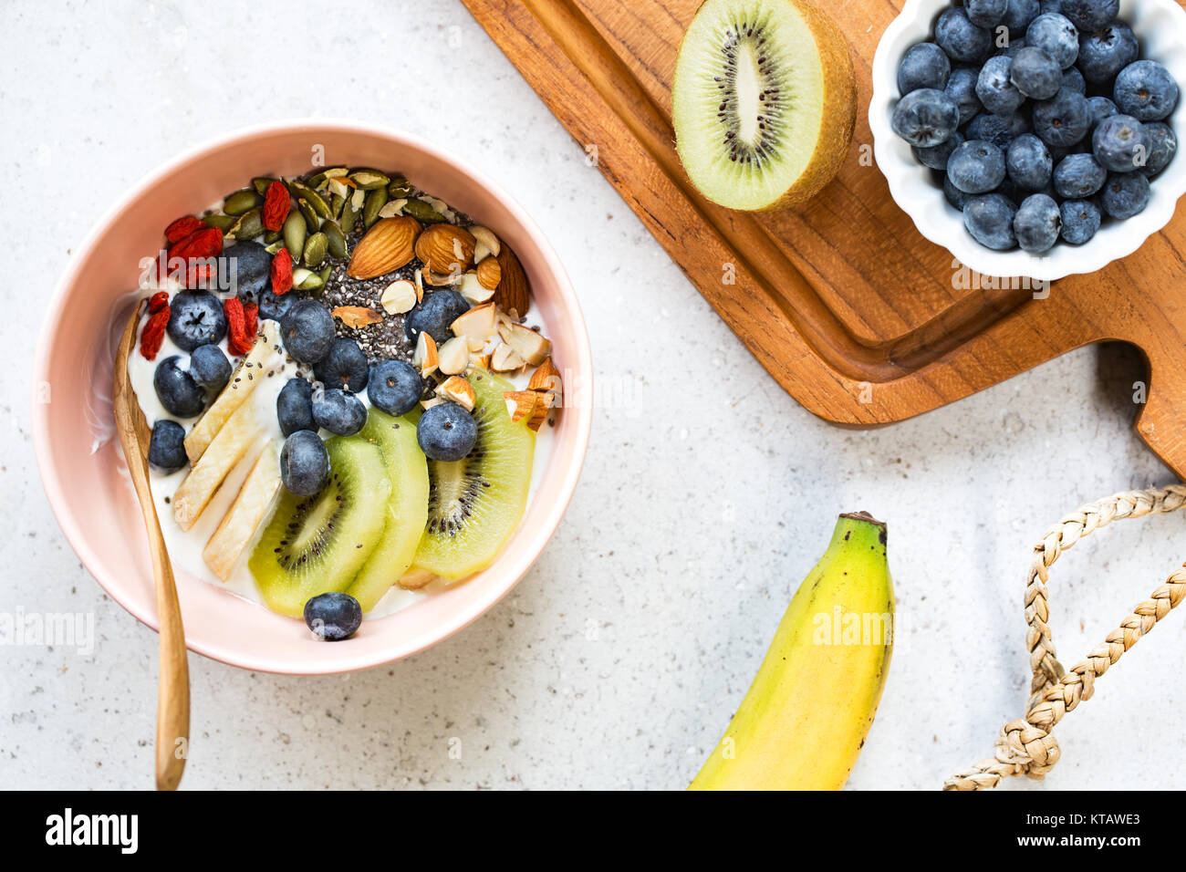 Varieties of fruits and nuts on Greek yogurt Stock Photo Alamy