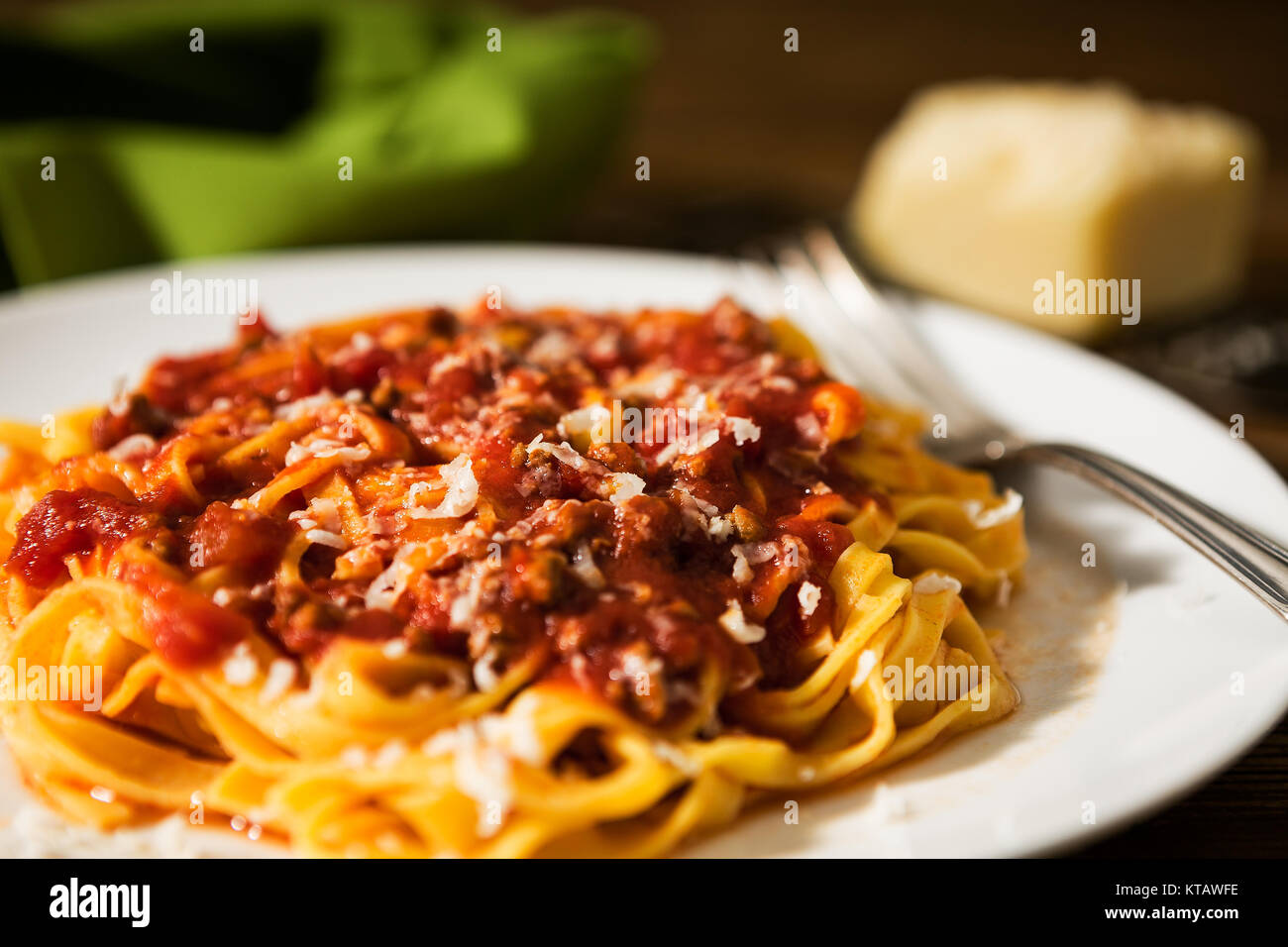 Closeup of tagliatelle pasta with bolognese ragu Stock Photo Alamy