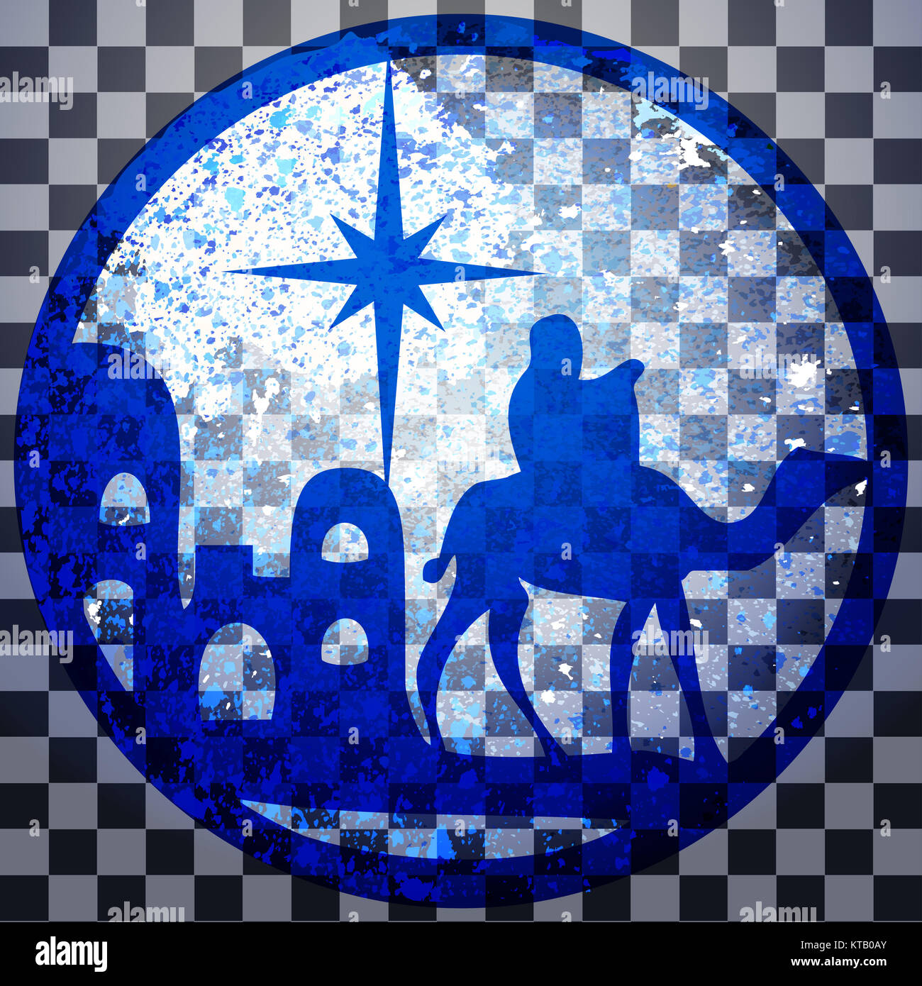 Adoration of the Magi silhouette icon vector illustration blue o Stock Photo