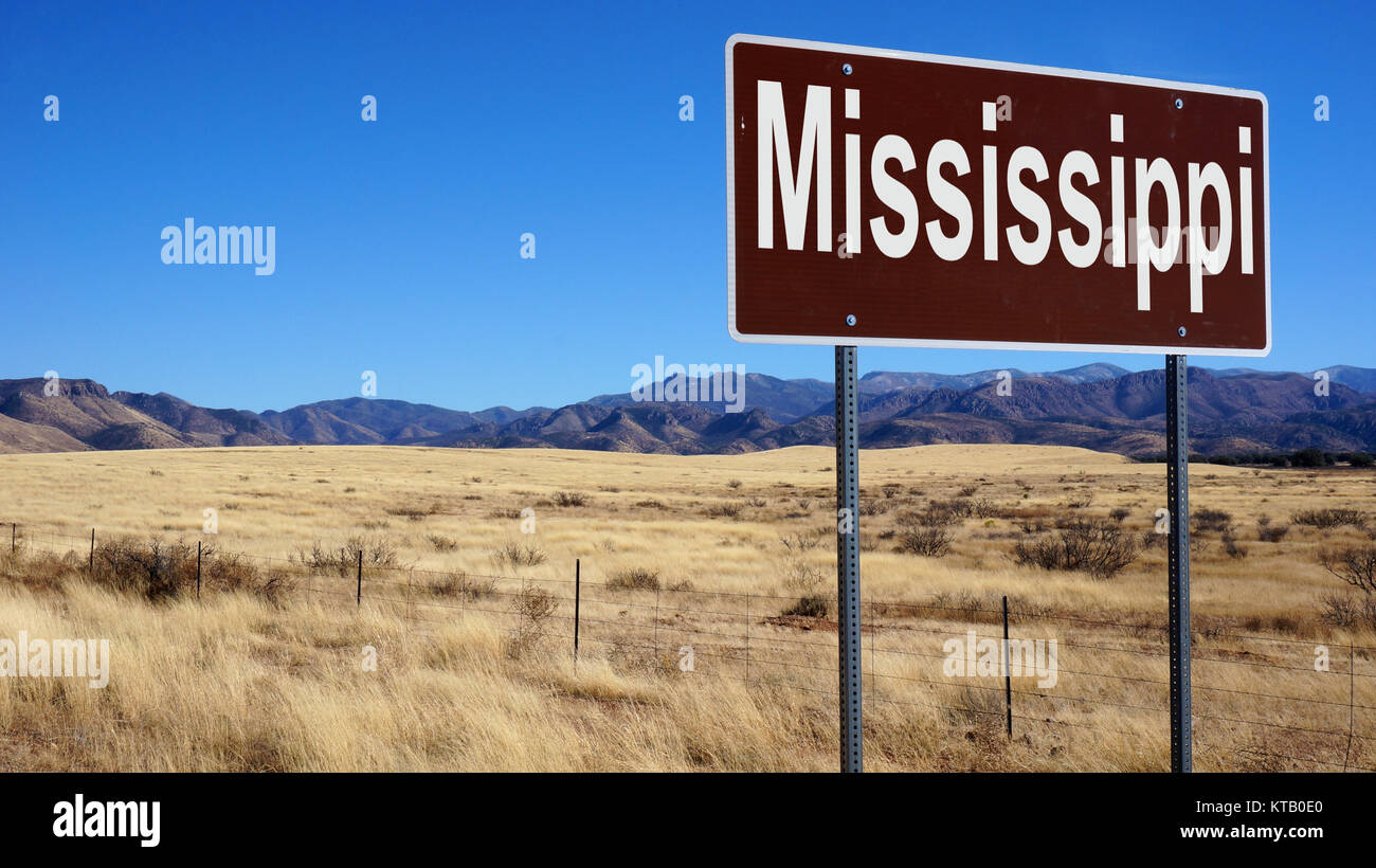 Mississippi brown road sign Stock Photo