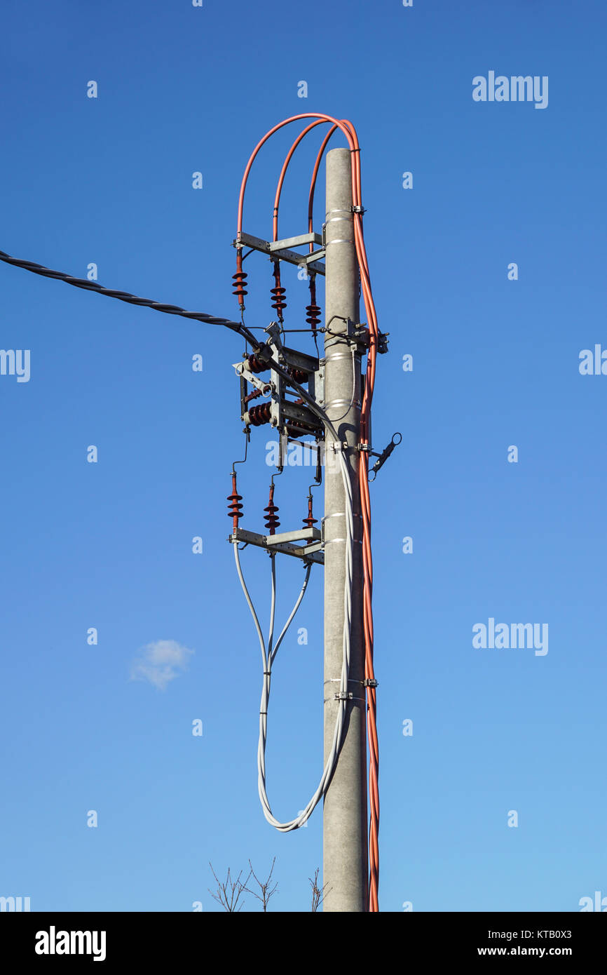 High voltage circuit breaker in a power substation Stock Photo Alamy