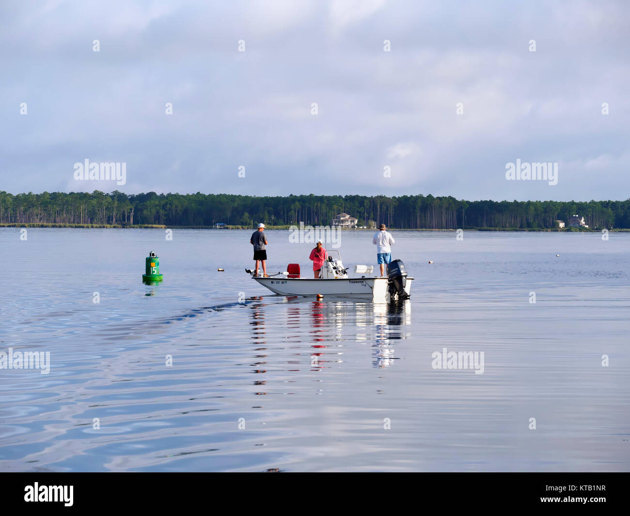 Fishing on Goose Creek near Long Neck Point, North Carolina Stock Photo