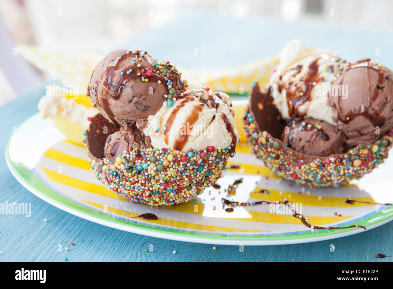 ice cream in small bowls of chocolates Stock Photo Alamy