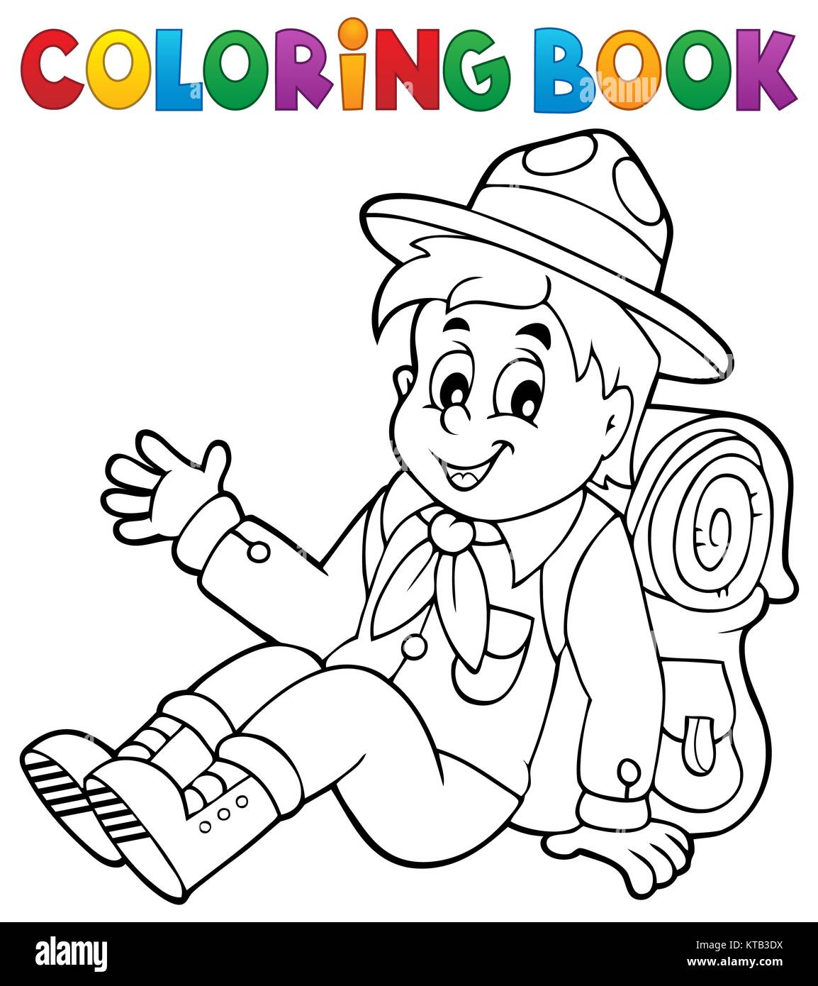 Coloring book scout boy theme 2 Stock Photo - Alamy