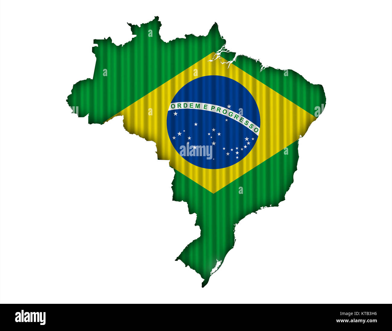 Karte und Fahne von Brasilien auf Wellblech Stock Photo