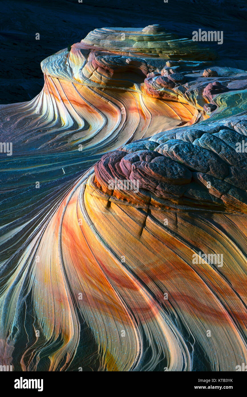 The Wave North Coyote Buttes Arizona in the Paria Canyon Vermilion Cliffs Wilderness of the Colorado Plateau Stock Photo