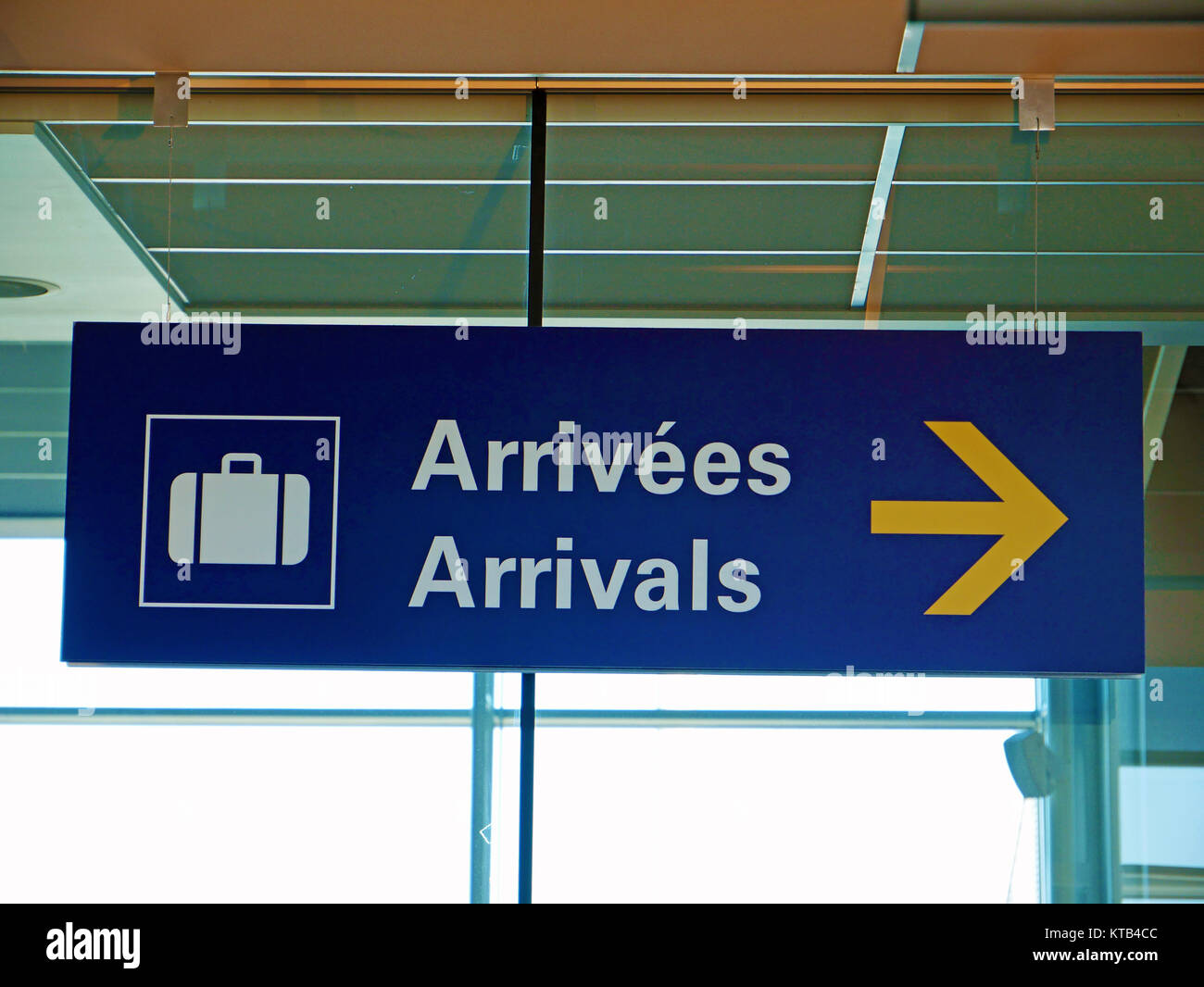 Arrivals sign in a aiport Stock Photo