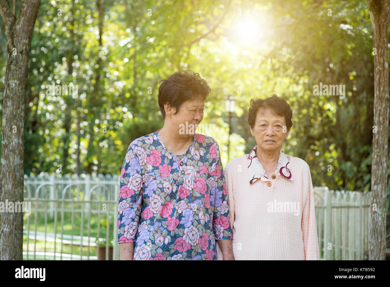 Asian elderly women morning walk at outdoor Stock Photo - Alamy