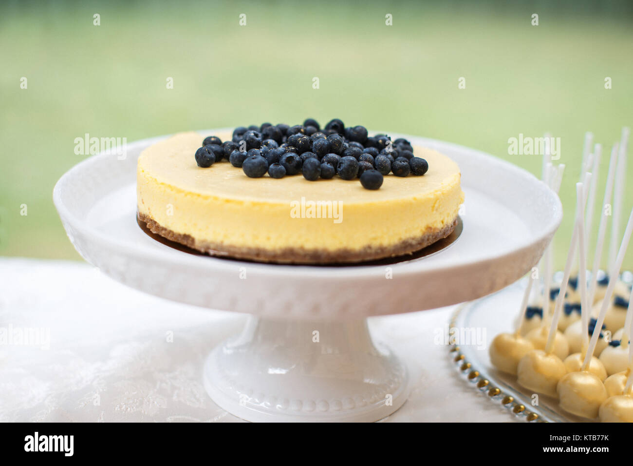 Cakes with blueberries and whipped cream on the plate Stock Photo - Alamy