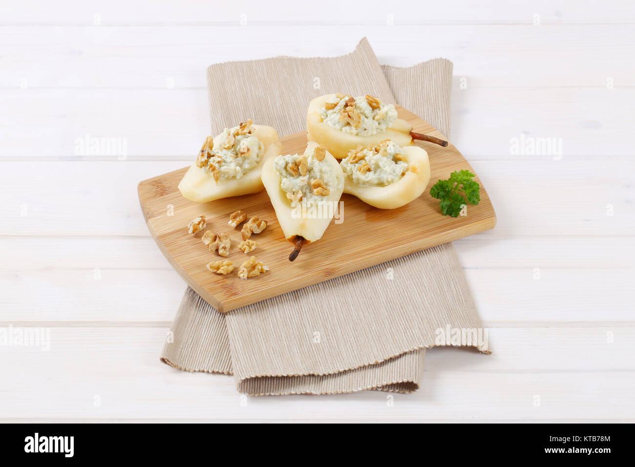 pears with blue cheese and walnuts Stock Photo Alamy