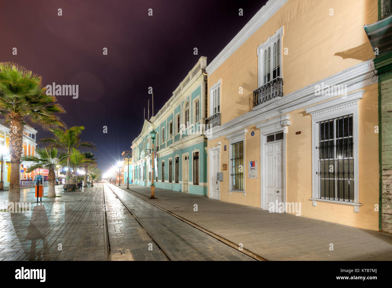 Iquique, Tarapaca Region, Chile Old houses from XIX century in the main street of Iquique at